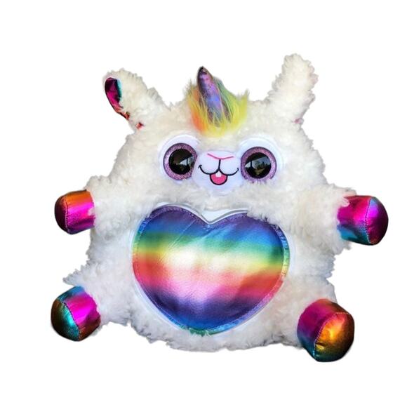 Llama Unicorn Plush Rainbocorns Rainbow Heart White Stuffed Pride Month Toy - Picture 10 of 14